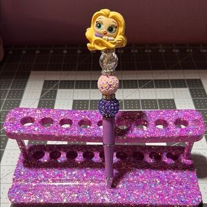 Purple sparkly beaded pen ( Rapunzel )